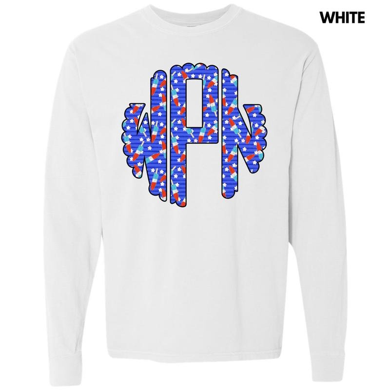 Rocket Pop Monogram Long Sleeve Comfort Colors T-Shirt 'NLB' Hoodie, Sweatshirt | WearSparks.com