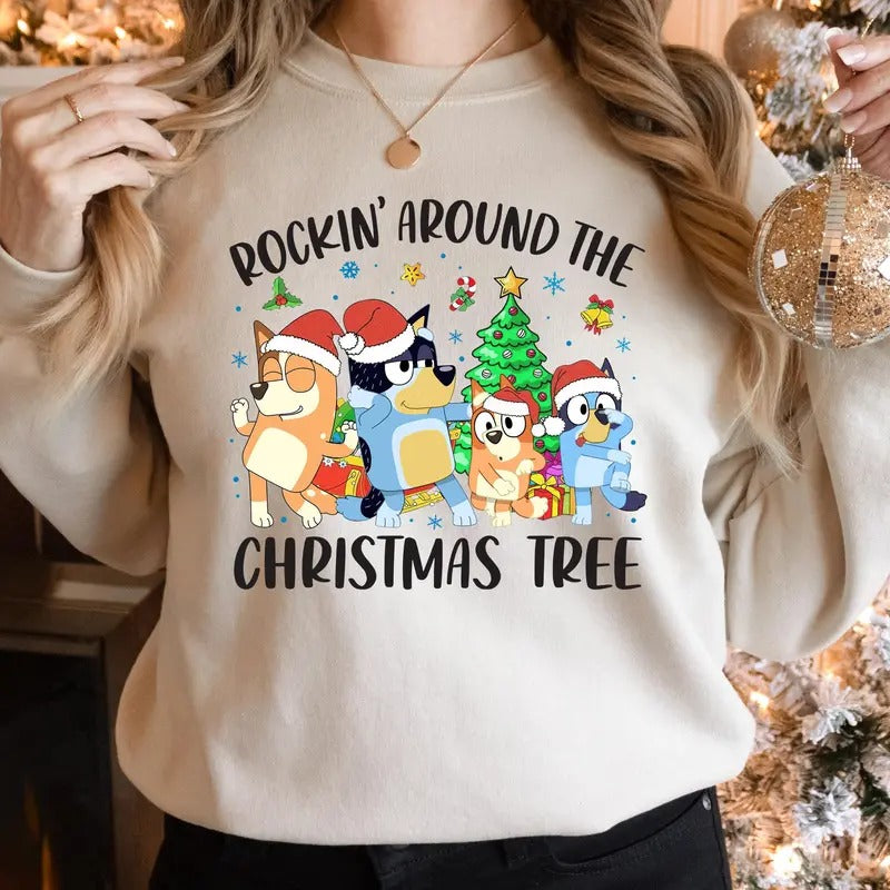 Rockin' Around the Christmas Tree Shirt, Funny Christmas Crewneck, Christmas Gift, Matching Christmas Shirts, Xmas Gift...