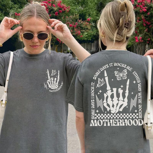 Rocking Motherhood Some Day I Rock It 2 Sided Shirt, Mother's Day Gift, Gift For Mom, Funny Mom Shirt, New Mom Gift,...