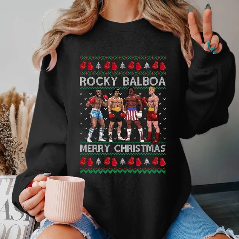 Rocky Balboa Sweatshirt, Rocky Balboa Mason 'The Line' Dixon T Shirt, Rocky Balboa Merry Christmas Ugly Sweater Shirt,...