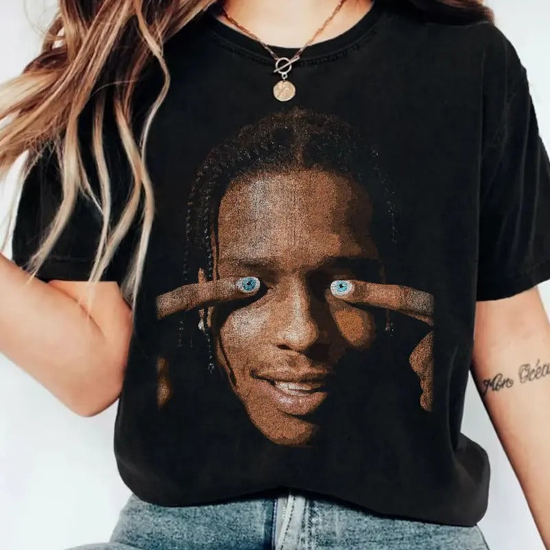Rocky Blue Eyes Graphic T-Shirt, Hip Hop Rap Tee, Streetwear Style, Cotton Crew Neck T-Shirt, Unisex Shirt, Menswear,...