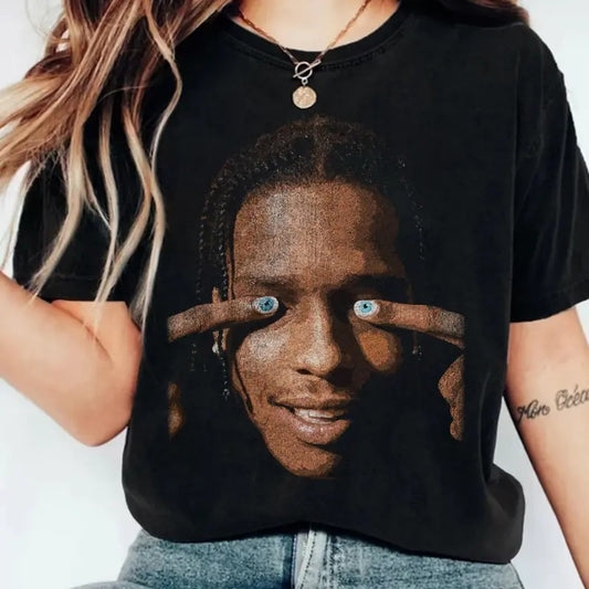 Rocky Blue Eyes Graphic T-Shirt, Hip Hop Rap Tee, Streetwear Style, Cotton Crew Neck T-Shirt, Unisex Shirt, Menswear,...