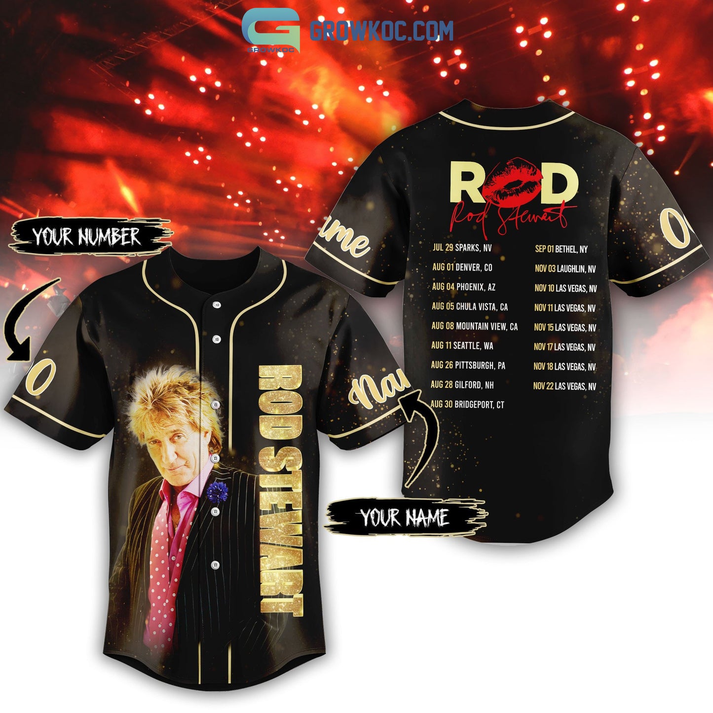 Rod Stewart Live Tour 2023 Personalized Baseball Jersey