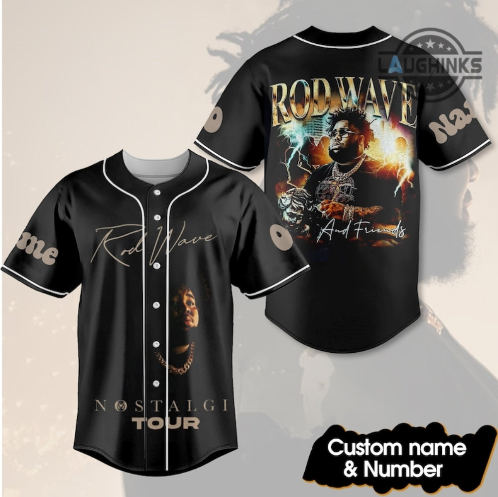 Rod Wave Concert Baseball Jersey Shirt All Over Printed Personalized Rod Wave Outfits Rod Wave Nostalgia Merch Rodwave Shirts Custom Name 2023 Tour Goat Shirts NEW