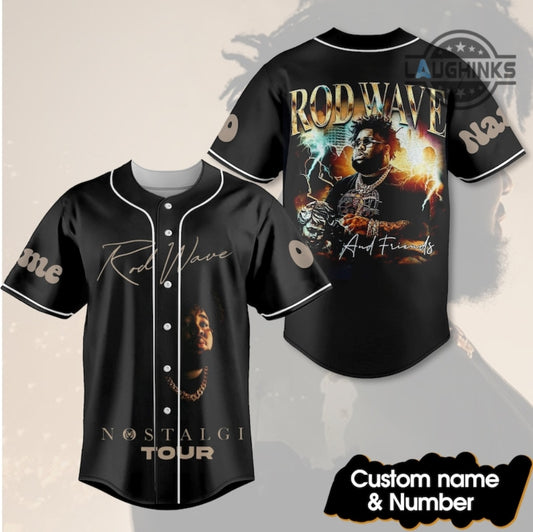 Rod Wave Concert Baseball Jersey Shirt All Over Printed Personalized Rod Wave Outfits Rod Wave Nostalgia Merch Rodwave Shirts Custom Name 2023 Tour Goat Shirts NEW