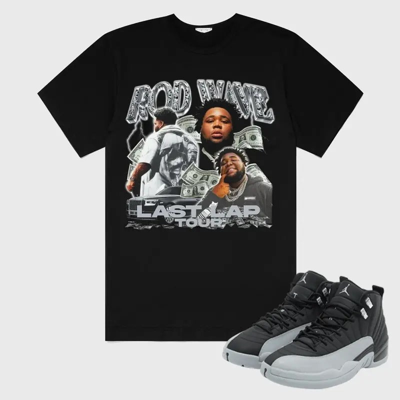 Rod Wave Last Lap Match 12 Wolf, Menswear Essentials, Cotton T-shirt with Graphic Tee, Y2K Streetwear, Hip Hop Vibes...