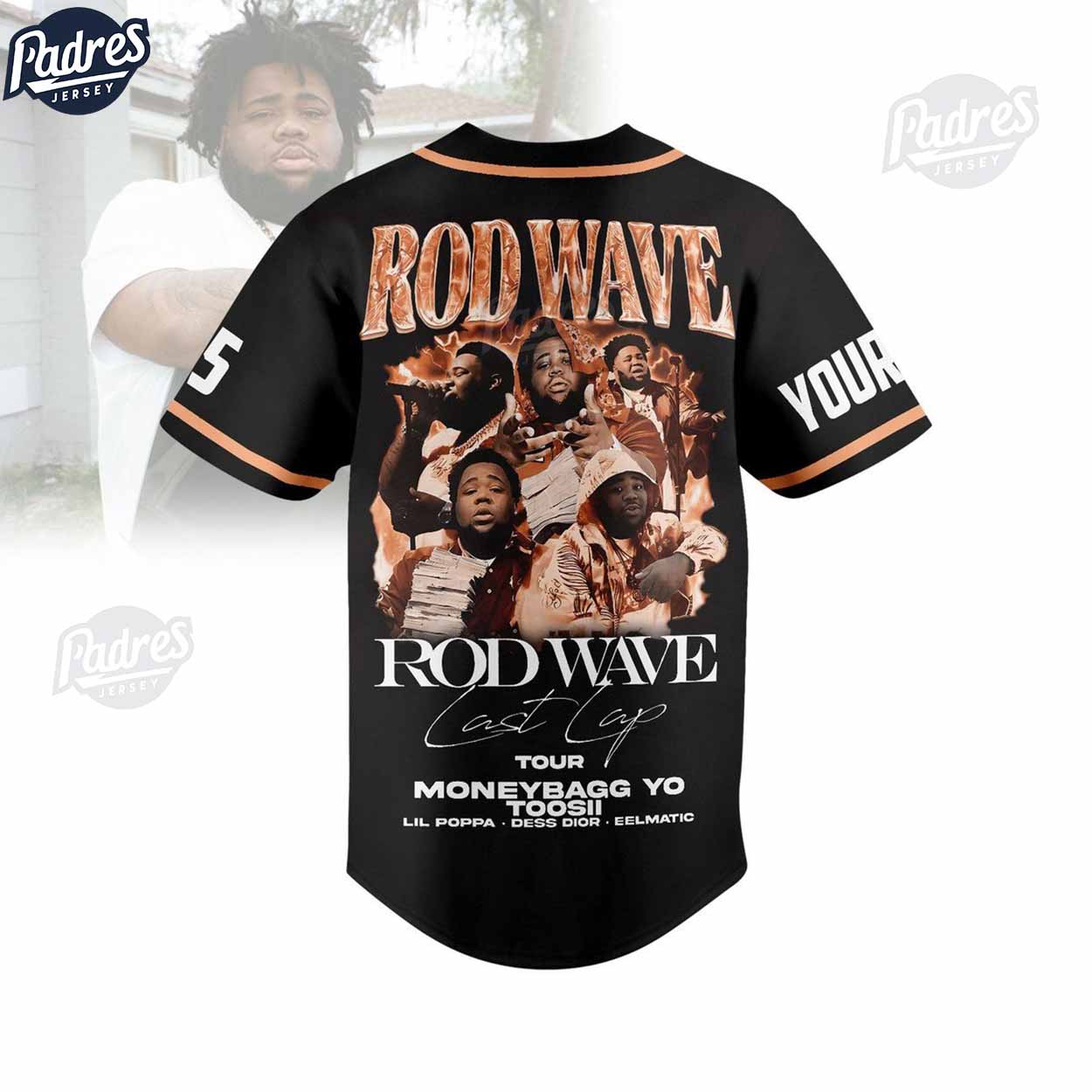 Rod Wave - Last Lap Tour Baseball Jersey Outfit - Custom Name - Padres Jersey Oasis: Elevate Your Baseball... (Image 3)