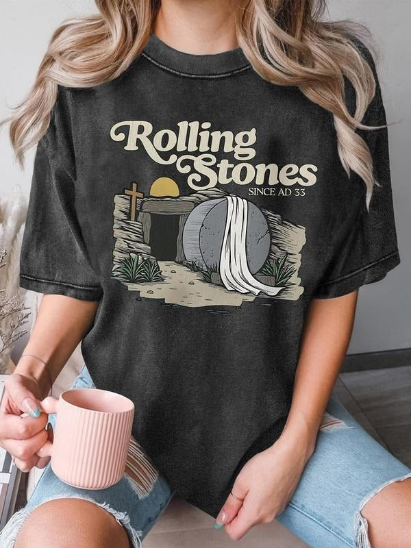 Rolling T-Shirt, Trendy Easter Clothing, Jesus Christ Shirt, Gift For Christian, Faith-Based Graphic Tee, Gift For Her,...