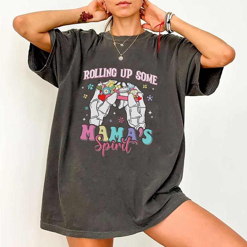 Rolling Up Some Mama's Spirit Shirt, Cool Moms Graphic Printed Short Sleeve, Inspiring Mama T-Shirt, Gift For New Mom,...