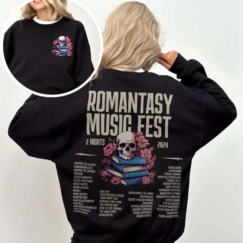 Romantasy Music Fest Sweatshirt, Romantasy Sweatshirt, Book Tropes Shirt, Smut Gift, Dark Romance Reader, Booklover Gift,...