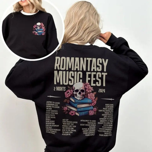 Romantasy Music Fest Sweatshirt, Romantasy Sweatshirt, Book Tropes Shirt, Smut Gift, Dark Romance Reader, Booklover Gift,...