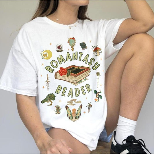 Romantasy Reader Book Lover Shirt Gift For Women, Fantasy Romance Booktok Reading, Bookish Gift, Book Club Trope,...