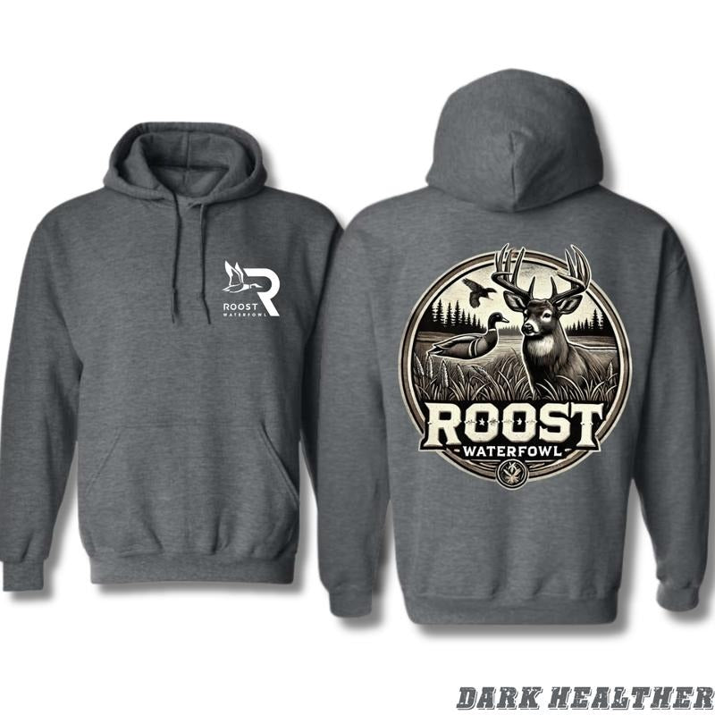 Roost Waterfowl Hoodie - Bold Wildlife Design Featuring Deer and Waterfowl Graphics, Perfect for Hunting Enthusiasts,...