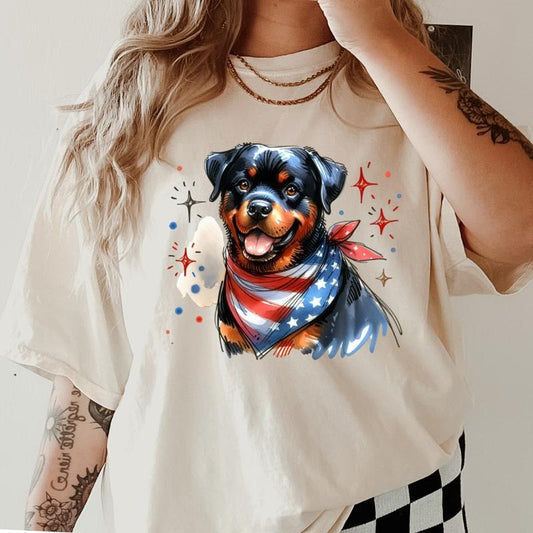 Rottweiler Patriotic Dog Shirt ~ Unisex Apparel Relaxed Fit Printed In The USA Clothing Womenswear Casual Comfort Cotton...