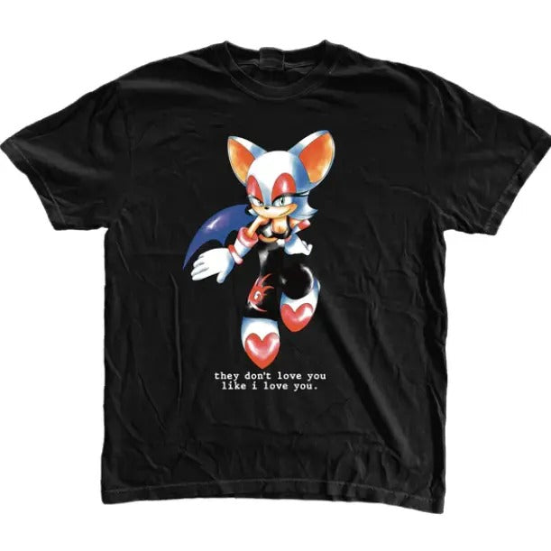 Rouge the Bat Wait T-Shirt, Sonic Adventure Shirt, Unisex Vintage Graphic Tees Gothic Grunge Y2k Emo Scene Amity...