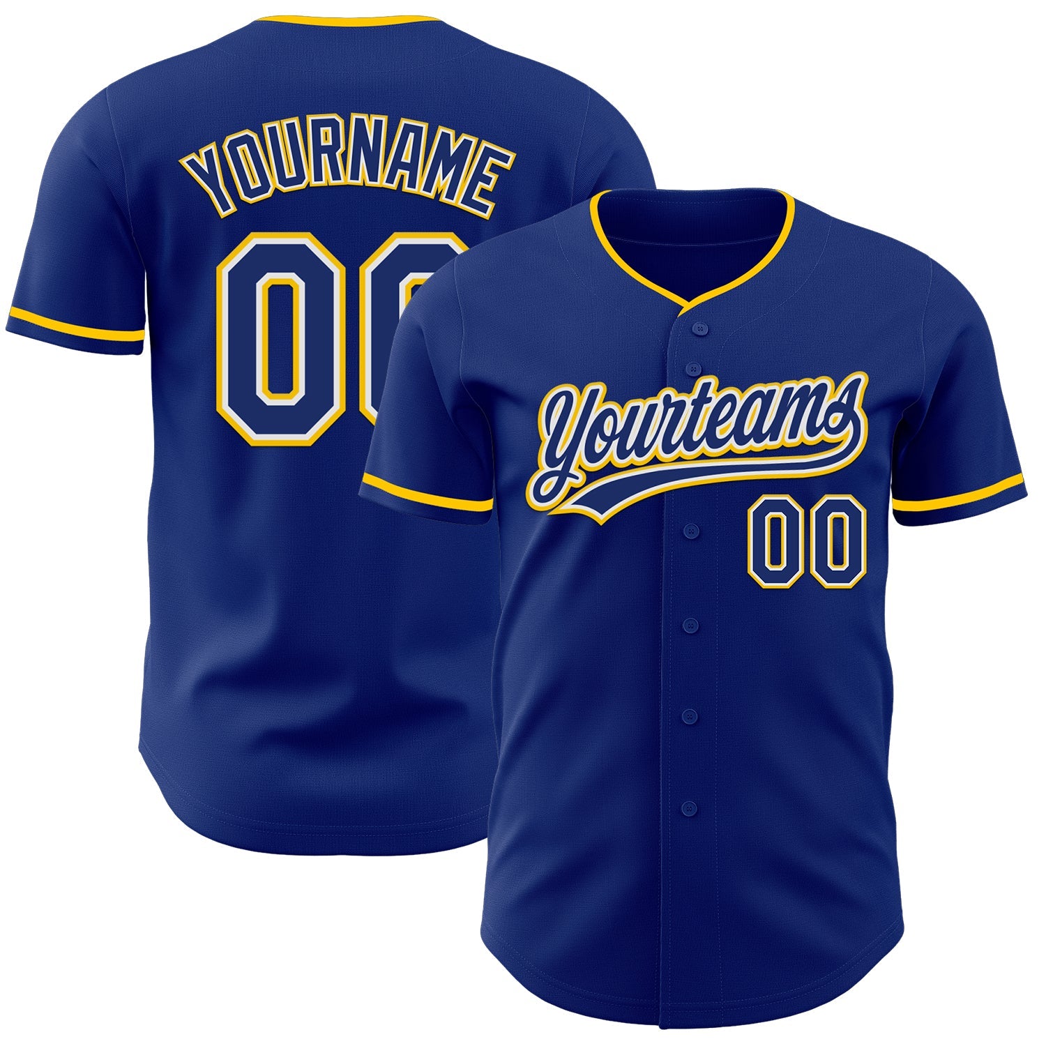 Custom Royal White-Yellow Authentic Baseball Jersey
