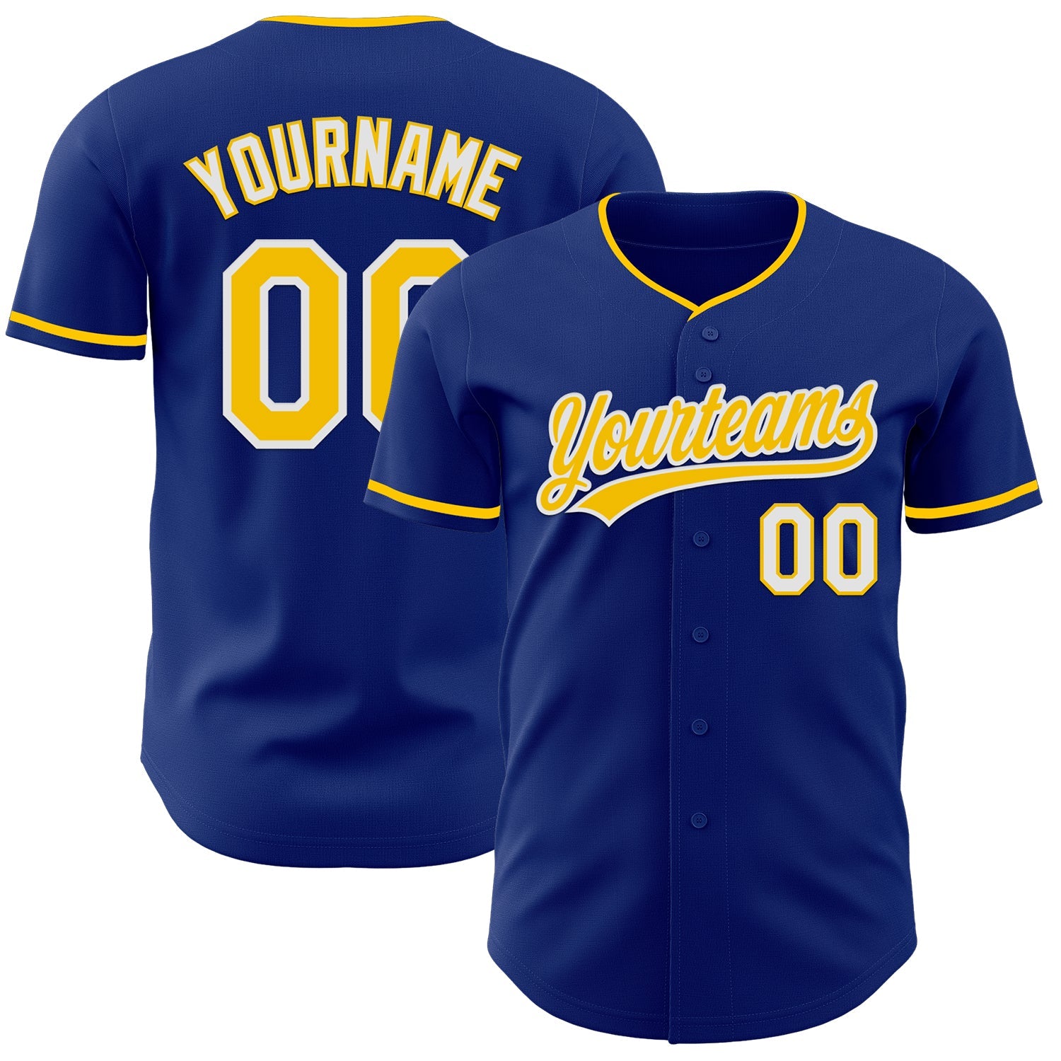 Custom Royal Yellow-White Authentic Baseball Jersey