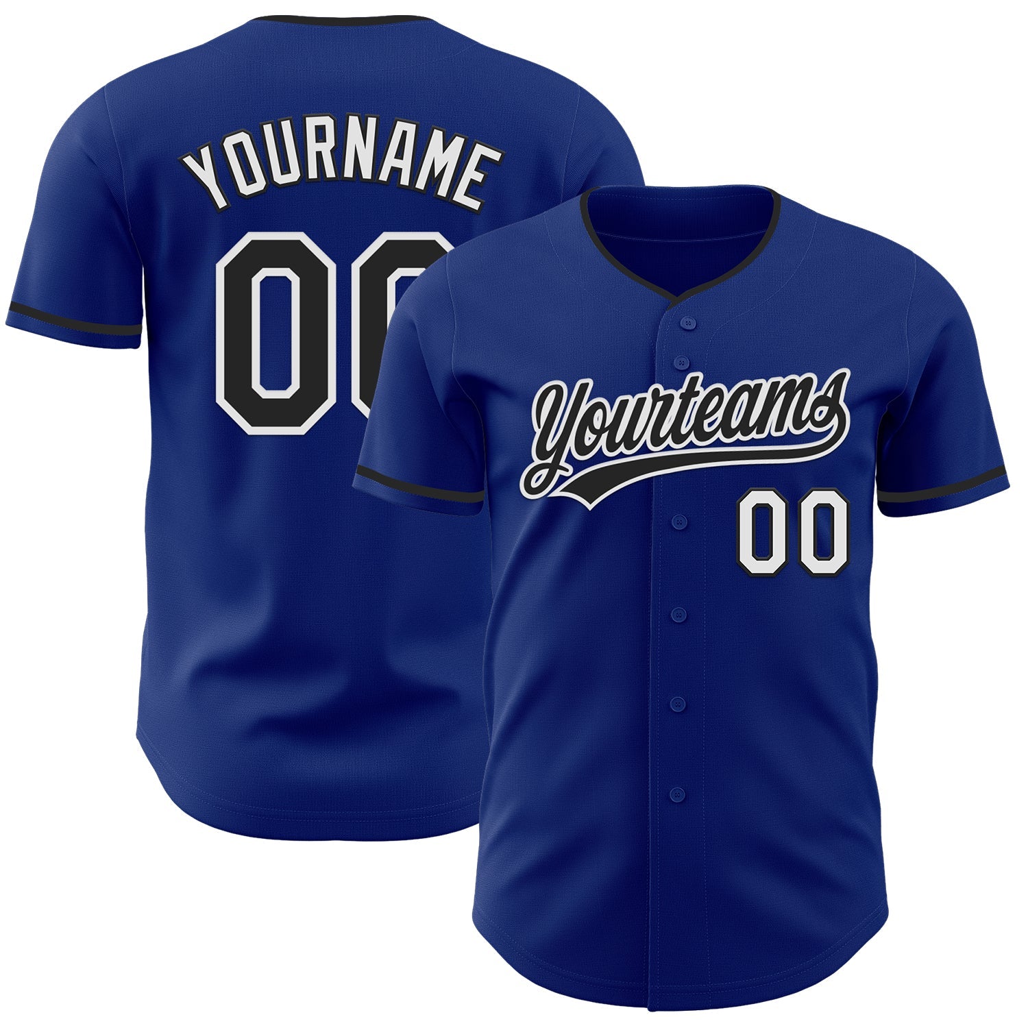 Custom Royal Black-White Authentic Baseball Jersey