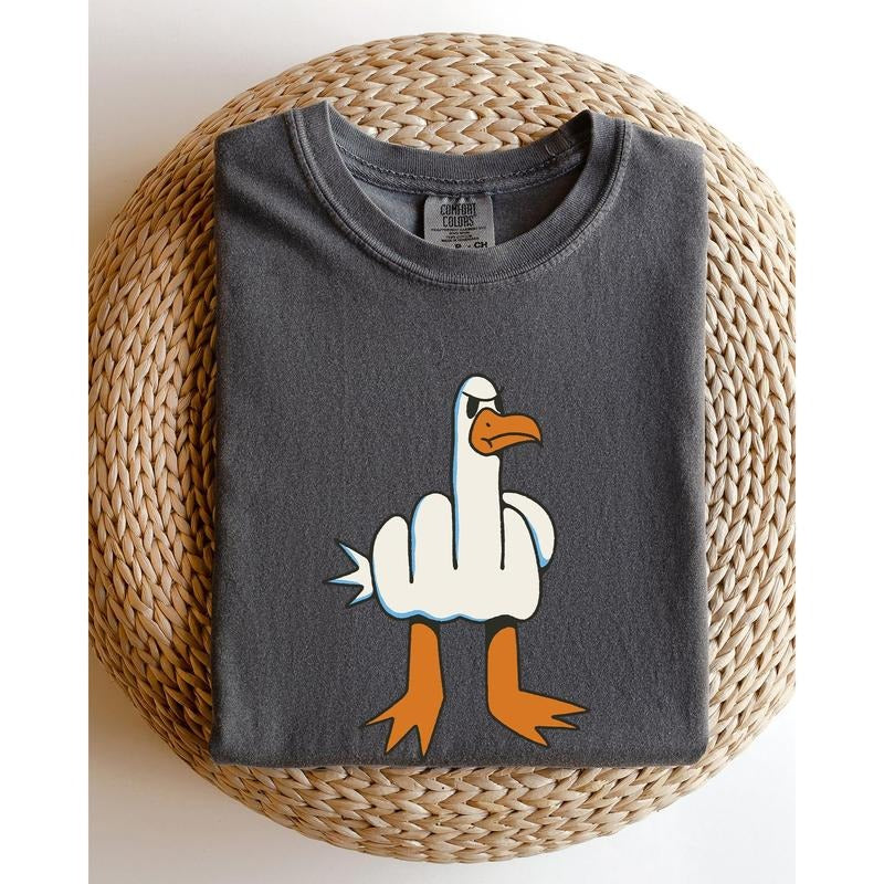 Rude Seagull, Middle Finger, Vulgar, Crude, Aesthetic, Meme Shirt, Women's Comfort Color Tee, Tshirt Hoodie, Sweatshirt