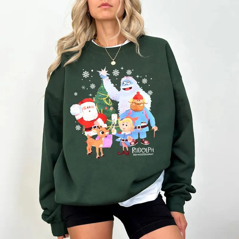 Rudolph The Red Nosed Reindeer Sweatshirt, Rudolph Christmas Sweatshirt, Retro Vintage Christmas Sweatshirt, Christmas...