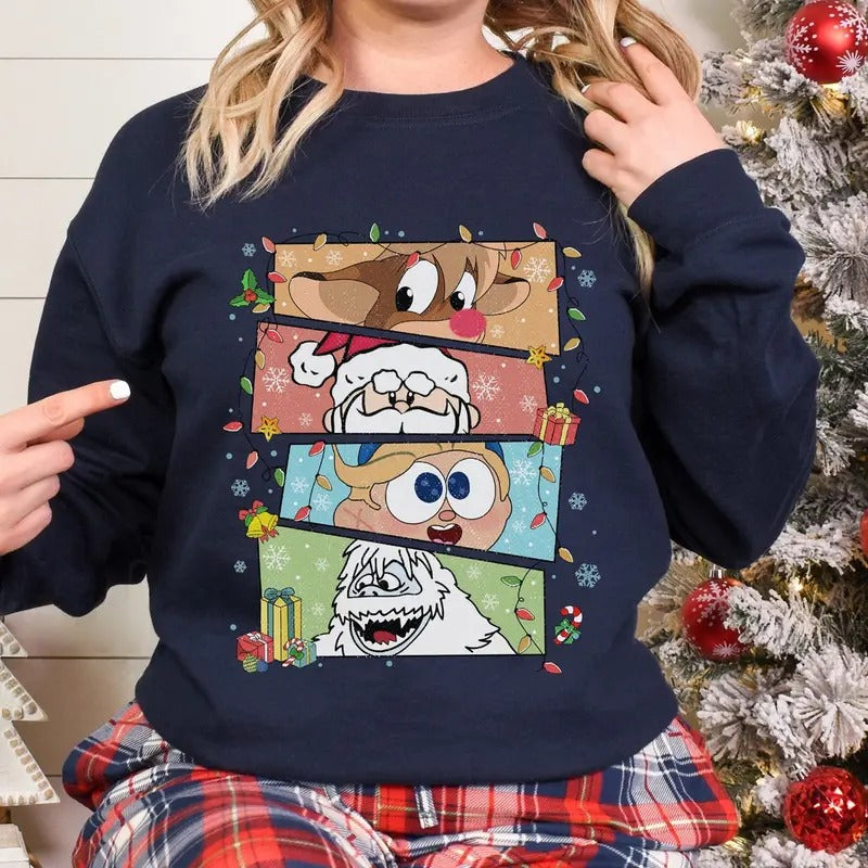 Rudolph Xmas Shirt, Rudolph Red-nosed Reindeer Christmas Sweatshirt, Christmas Movie Shirt, Holiday Family Matching...