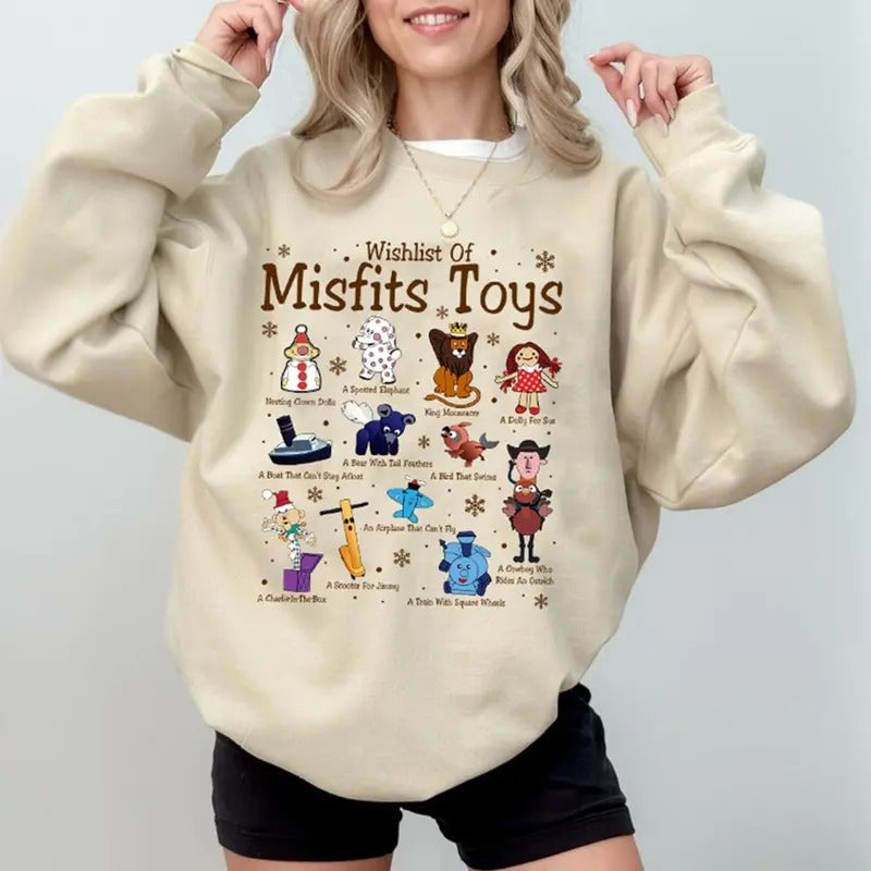 Rudolph the Red Nosed Reindeer Christmas Sweatshirt, Wishlist of Misfits Toys Shirt, Rudolph Xmas Sweatshirt, Rudolph...