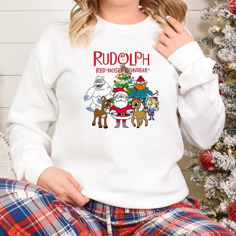 Rudolph the Red-nosed Reindeer Christmas Shirt, Rudolph Xmas Frosty the Snow Man Sweatshirt, Frosty's Snowflake Hoodie,...