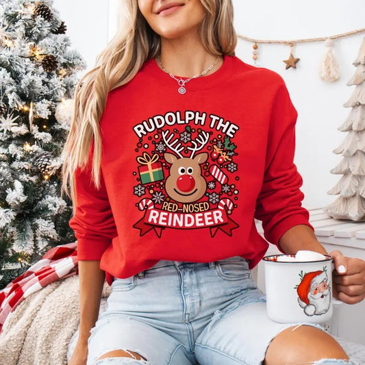 Rudolph the Red-nosed Reindeer Christmas Shirt, Snow Man Christmas Sweatshirt, Frosty's Snowflake Hoodie, Rudolph family...