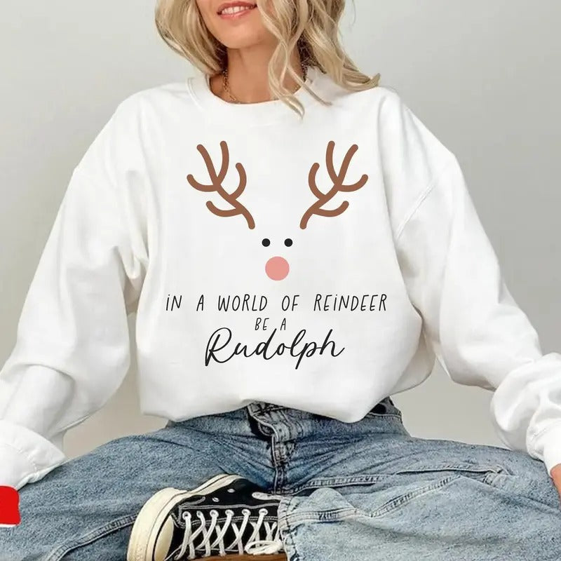 Rudolph the Red-nosed Reindeer Christmas Sweatshirt,Christmas Frosty the Snow Man Sweatshirt, Frosty's Snowflake Hoodie,...