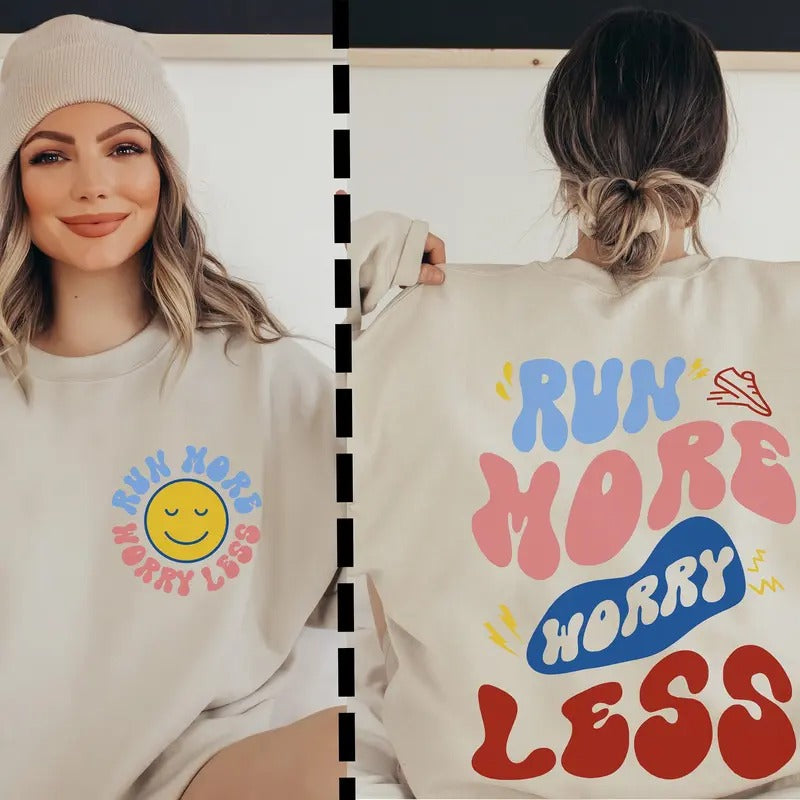 Run More Worry Less Sweatshirt Marathon Hoodie Runner Hoodie Gym Pump Cover Gift For Runner Runner Sweatshirt Run Hoodie...