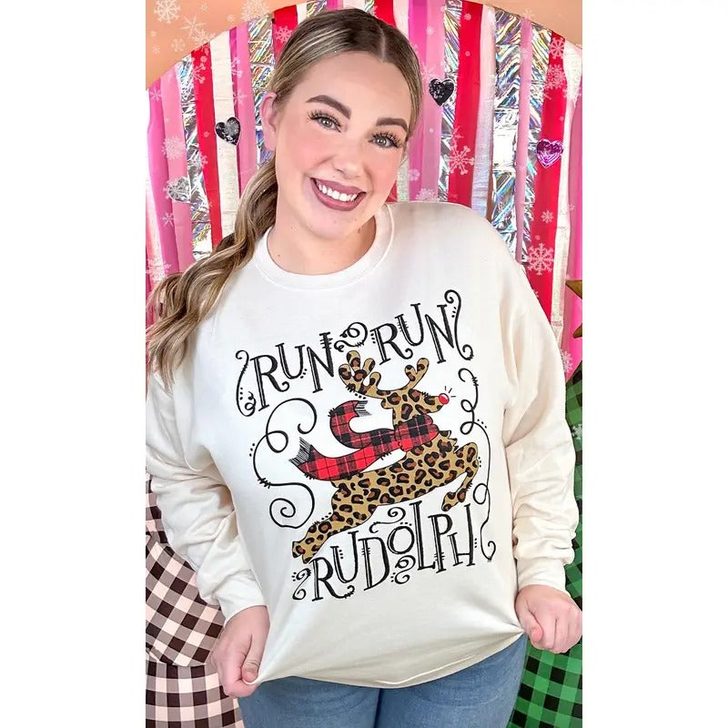 Run Run Rudolph Christmas Graphic Sweatshirt T-Shirts, Hoodie | WearSparks.com