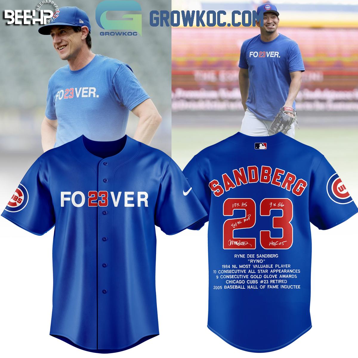 Ryne Sandberg Forever 23 In Our Heart Baseball Jersey