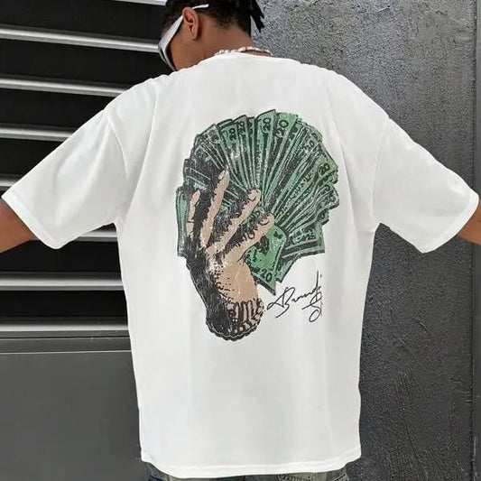 [S-5XL] Double-Sided Streetrush Men's Fashionable Loose T-Shirt With Portrait Print, Graphic T-Shirt, Motorcycle Shirt,...