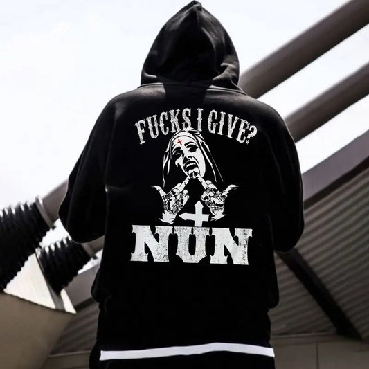[S-5Xl] F**ks I Give Nun? Printed Men's Hoodie -  2 Sided Hoodie, Sweatshirt, Naughty Clothes Men, Comfort Errands,...