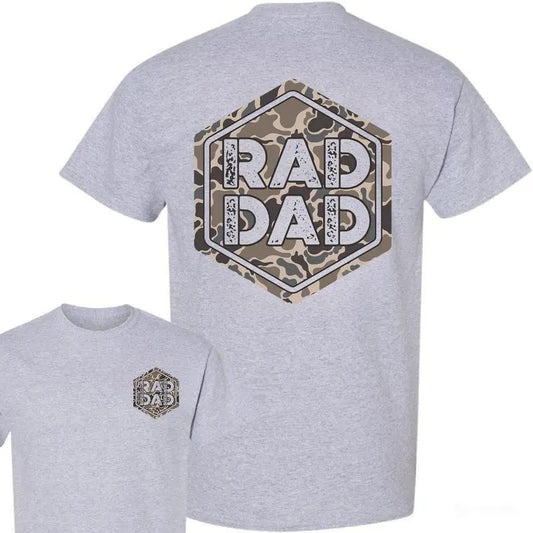 [SALE UP TO 45%] RAD DAD Camo T-shirt, Bold Father's Day Graphics Tee 2 sides, Gift for Dad, for Father's Day Classic...