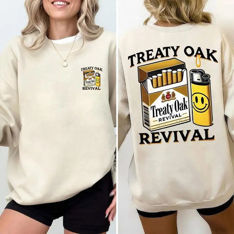 [SALE UP TO 45%] Treaty Oak Revival Funny 2 sides Unisex Cotton Sweatshirt, Gift for Father's Day, Mother's Day T-Shirts,...