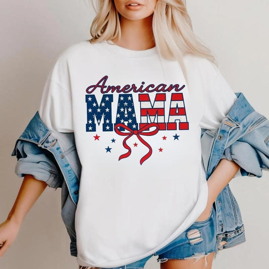 [SALE UP TO 60%] American Mama T-Shirt, Sweatshirt, Checkered Patriotic Graphic, 4th of July and Memorial Day Shirt for...