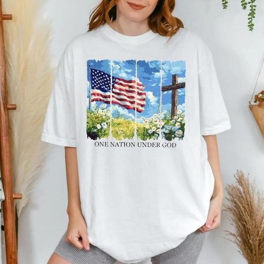 [SALE UP TO 60%] Faith Family Freedom T-Shirt Sweatshirt, Memorial Day And 4th of July Christian Tee, One Nation Under...