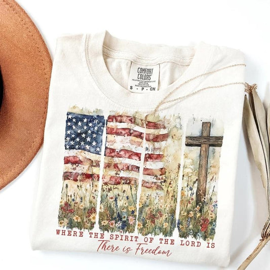 [SALE UP TO 60%] Where the Spirit of the Lord Is T-Shirt, Sweatshirt, Retro Christian USA 4th of July Shirt, Faith and...
