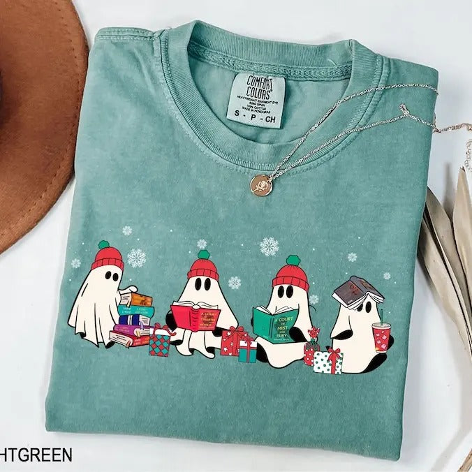 SJM Christmas Acotar ghosts, SJM tshirt, Christmas gift for SJM fan, Sjm Christmas shirt, Christmas Book Tree Shirt,...