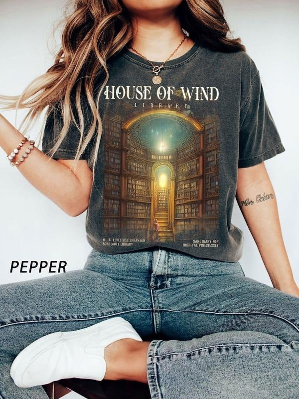 SJM merch, House Of Wind Library shirt, TACOSF, t-shirt, SJM merch, Maas Throne Of Glass, bookish t-shirt, iprintasty...