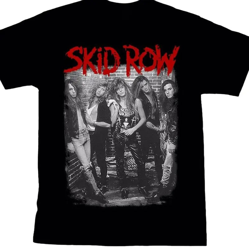 SKID ROW-American Black Short Sleeve Cotton T-shirt Size S-3XL Hoodie, Sweatshirt | WearSparks.com