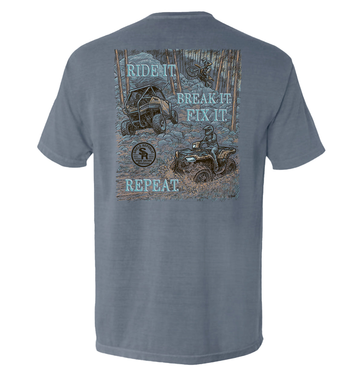Ride it Break it Fix it Repeat Pocket Tee Hoodie, Sweatshirt | WearSparks.com (Image 1)