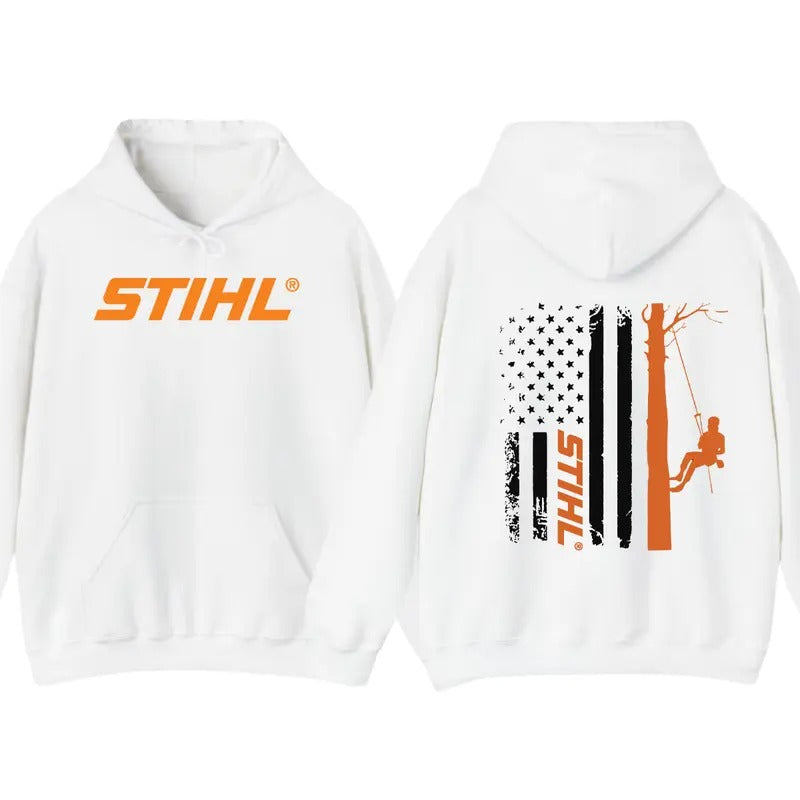 STIHL Hoodie, Arborist Flag Arborist Gift, Funny Forester Shirt, Funny Logger tee, Arborist Hoodie, Unisex tee Menswear...