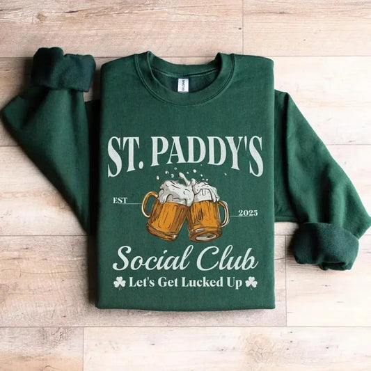 ST.Paddy's Socical Club Shirt, Saint Patricks Day Drinking Team Sweatshirt, 2025 St Patrick's Day Sweatshirt, Retro...