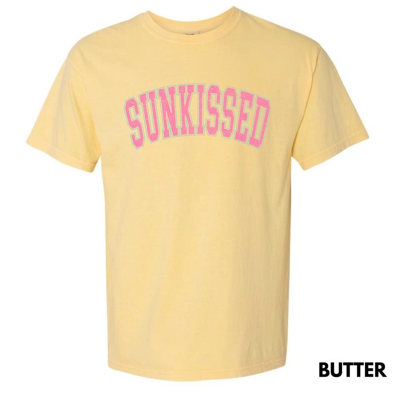 SUNKISSED Varsity Letter Comfort Colors T-Shirt 'NLB' Hoodie, Sweatshirt | WearSparks.com