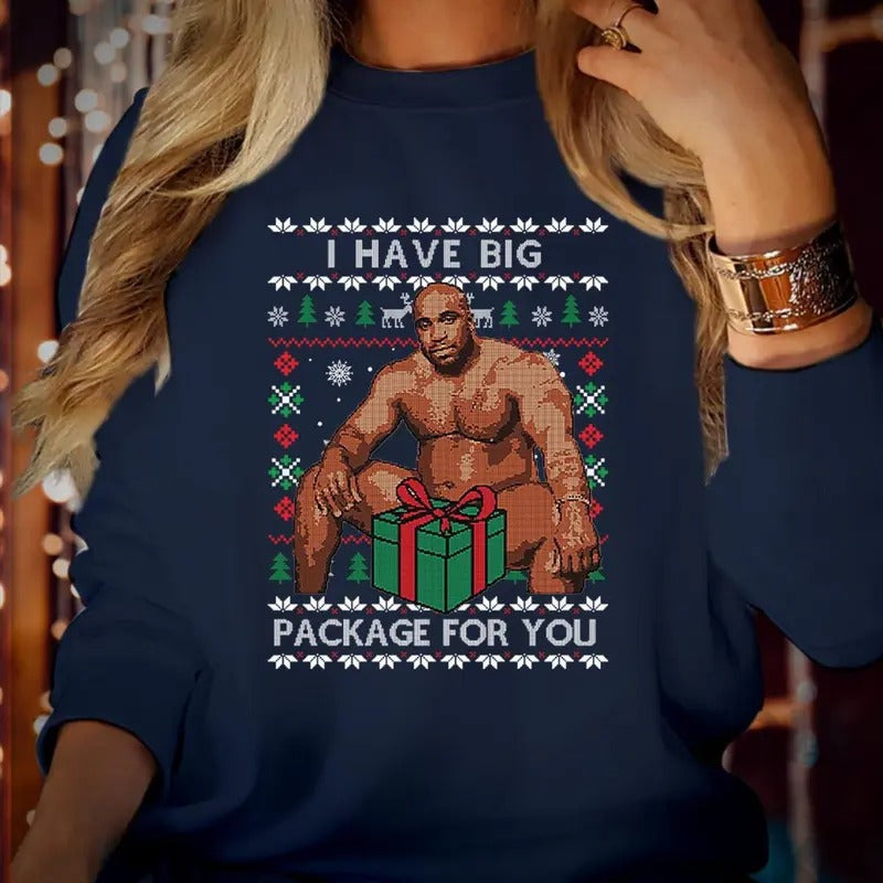 SWEATSHIRT (5292) Merry Christmas I Have Big Package For You Funny Ugly Barry Rude  Men  Holiday Festive Xmas Jumper...