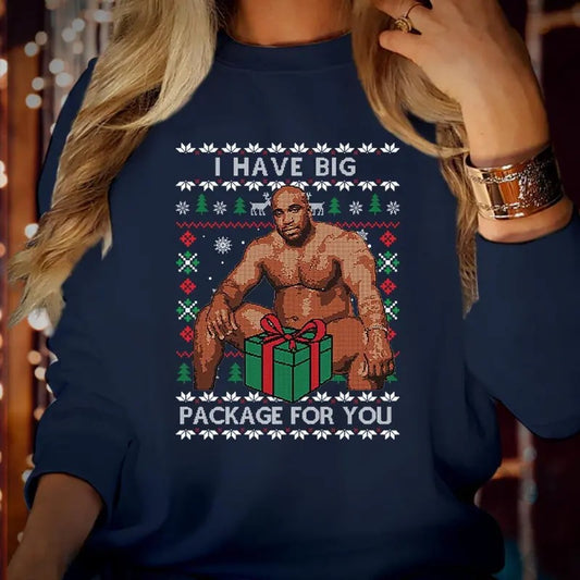 SWEATSHIRT (5292) Merry Christmas I Have Big Package For You Funny Ugly Barry Rude  Men  Holiday Festive Xmas Jumper...