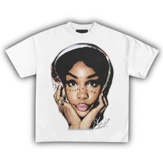SZA Big Face Vintage T-Shirt Rapper Graphic Tee Rap Hip Hop Y2k Merch Men Women Fans Menswear Top Hoodie, Sweatshirt