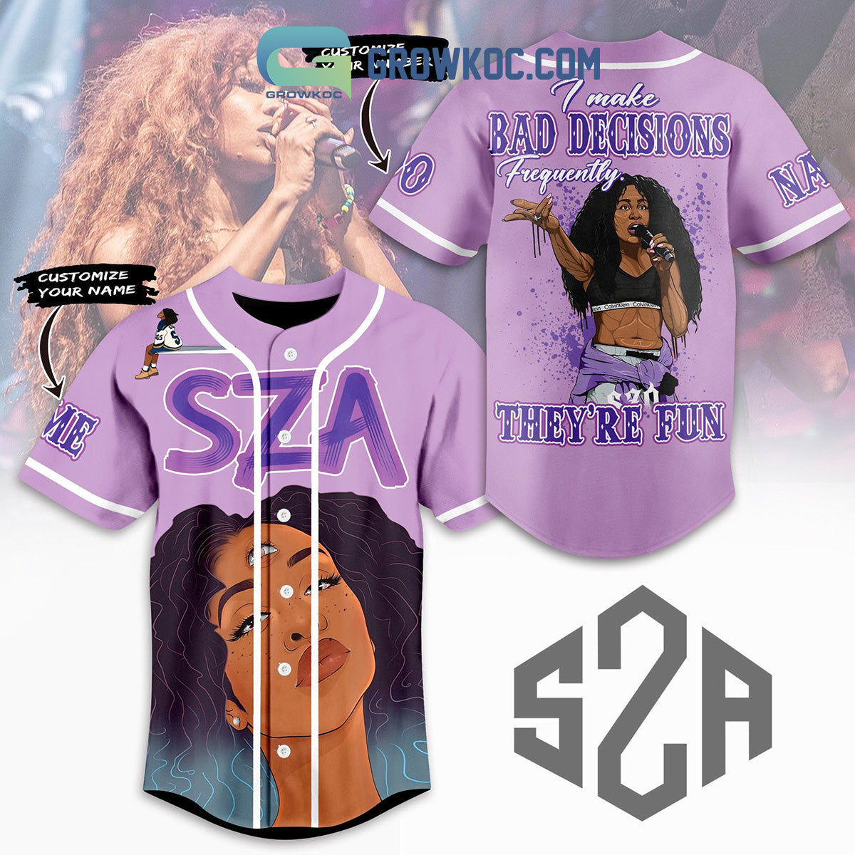 SZA I Make Bad Decisions Frequently They’re Fun Personalized Baseball Jersey
